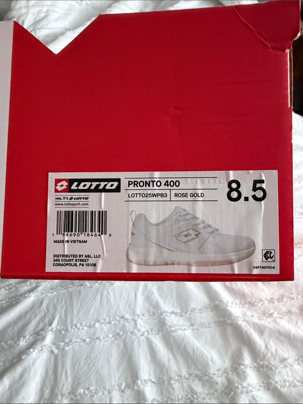 Women's White Athletic Sneakers with Rose-Tone Accents - Picture 5 of 5